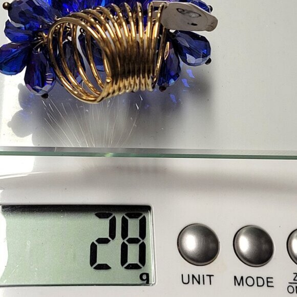 Indigo Blue Crystal Flamboyant Crystal Cluster Ring - Picture 9 of 9